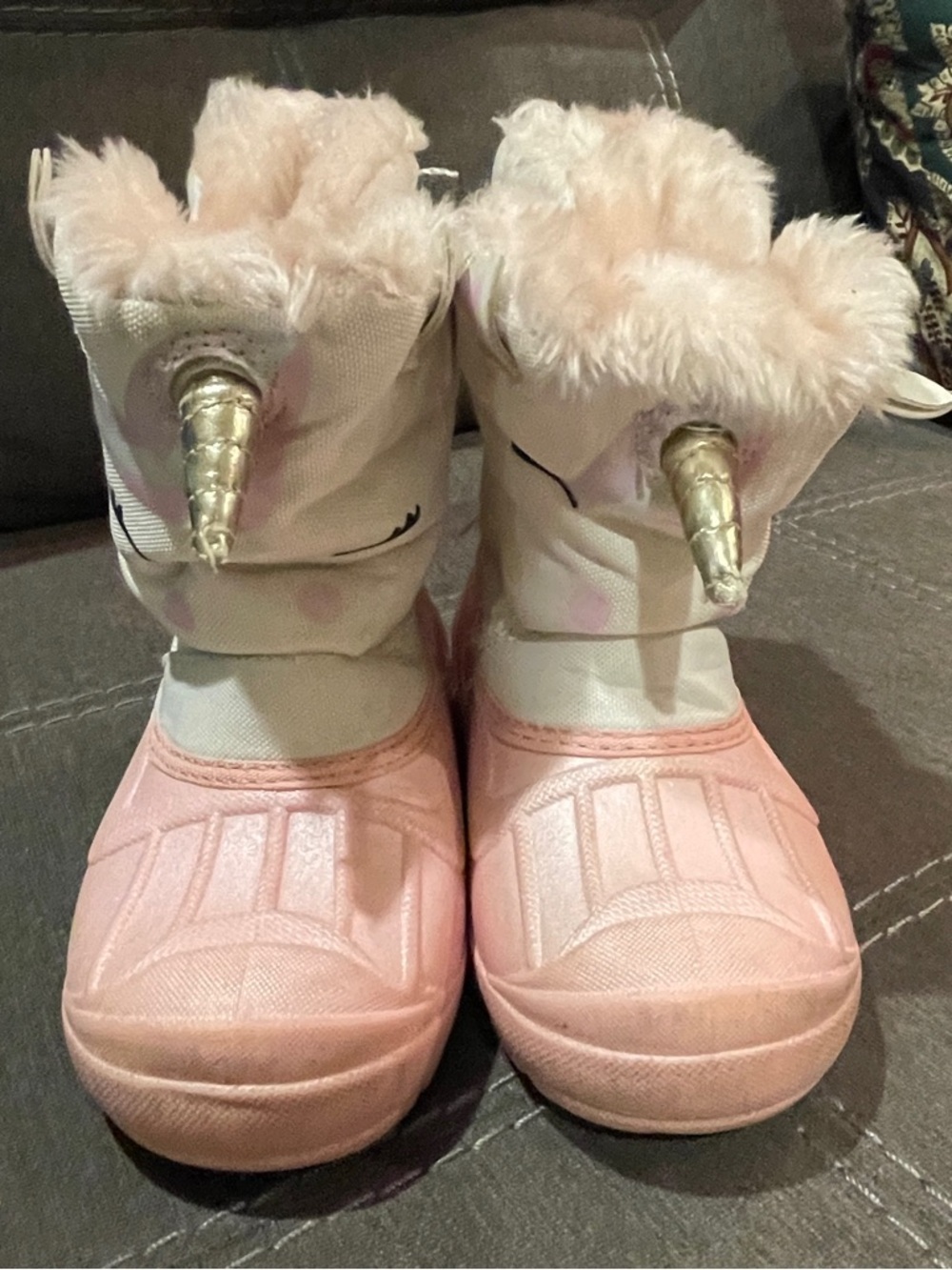 Target Girls' Unicorn Plush Faux Fur Boots in Light Pink